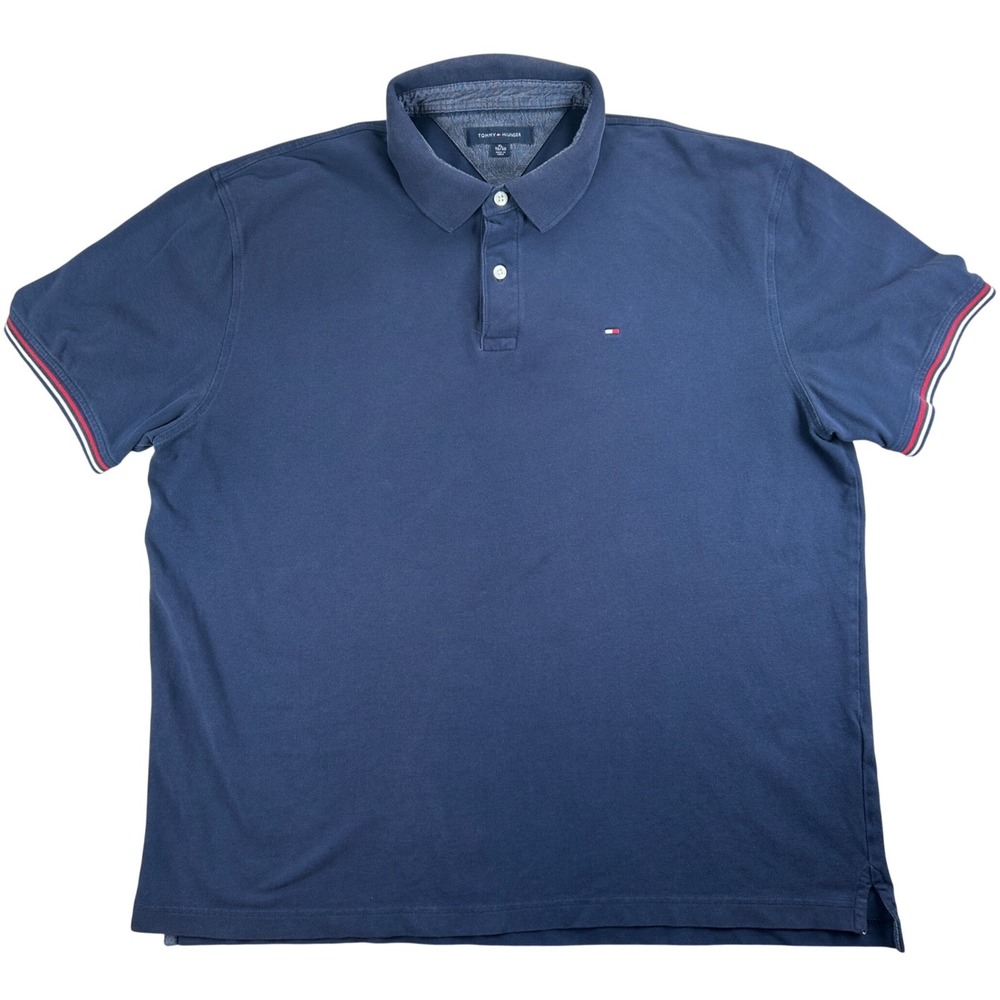 Tommy Hilfiger Polo Shirt Mens XL Navy Blue Preppy Classic Golf Logo